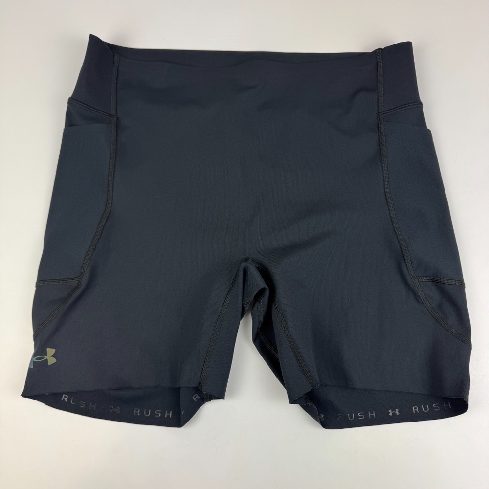 Under Armour Womens Size XL UA RUSH Run Pocket Shorts Bicycle Black 6" Inseam